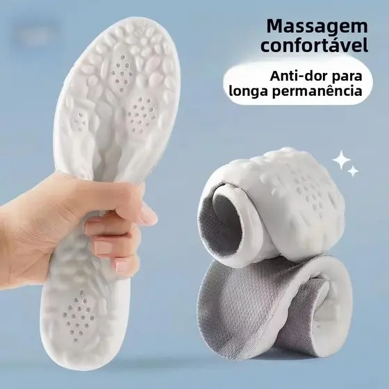 EnvioSP Palmilha 4D para tênis – látex com amortecimento e antiderrapante – respirável, confortável e redutor de impacto