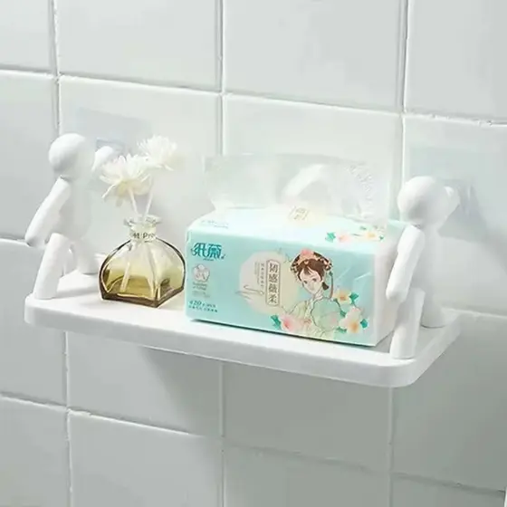 Rack de armazenamento, montado na parede, rack de armazenamento de banheiro sem furos, organizador de lata de tempero