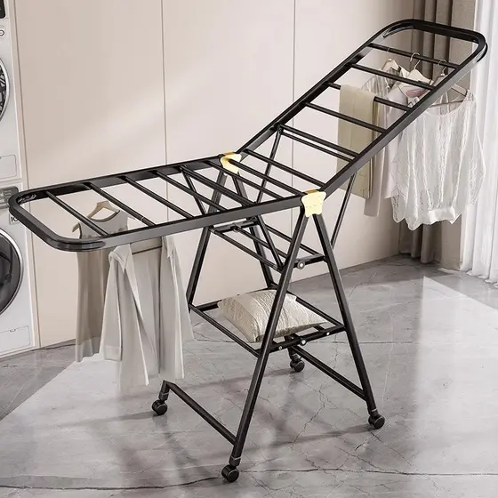 Rack de secagem de chão cabide de asa rack de secagem interno trilho de roupas dobrável