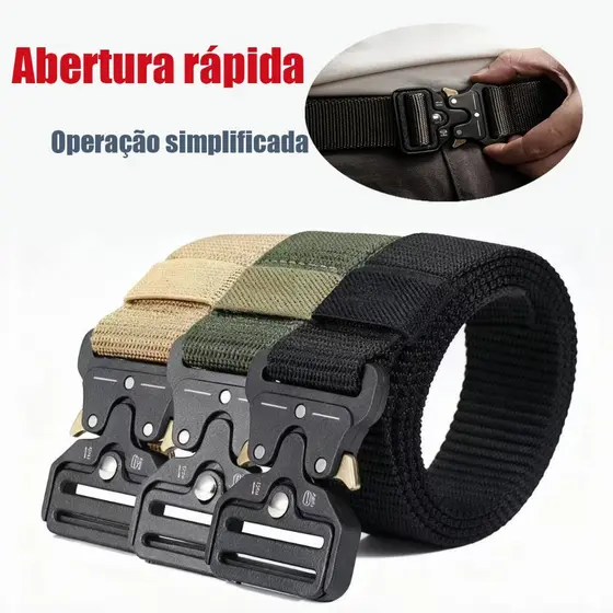 Moda Cinto Largo Masculino Nylon Fivela Liga de Zinco e Engate Rápido