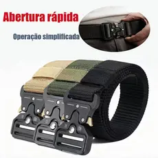 Moda Cinto Largo Masculino Nylon Fivela Liga de Zinco e Engate Rápido