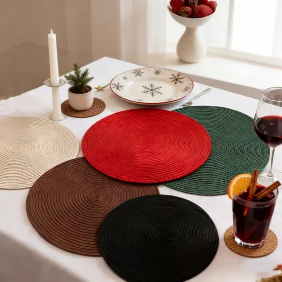 Jogo de descansos redondos com1, 4, 6unidades perfeito para jantares, enfeitar a mesa e usar na cozinha Descanso de mesa