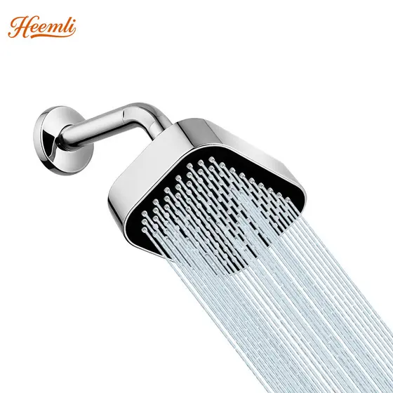 Chuveiro Ducha Superior Retangular Heemli para Banheiro 15x10cm Alta Pressão Preto Cromado