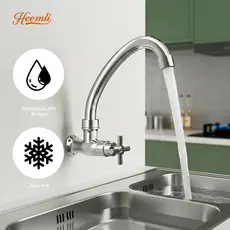 Torneira de Parede Cozinha Bica Alta Giratória 360° Cromada Econômica Heemli