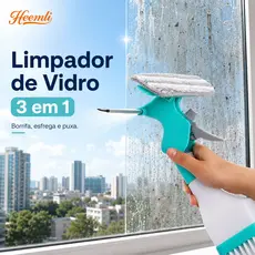Limpador de Vidro Heemli 4 em 1 com Spray Rodo para Janela Espelho Azulejo