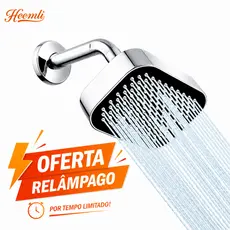 Ducha de Teto Heemli Chuveiro Retangular 15x10cm Alta Pressão Preto Cromado Banheiro