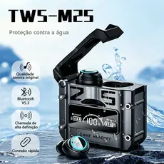 Fone De Ouvido bluetooth M25 Sem Fio Resistente a água Stereo Sports Earbuds LED Microphone