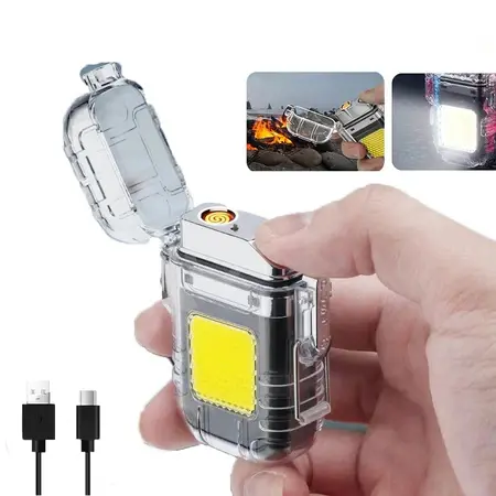 Isqueiro Elétrico LED Recarregável USB Compacto Seguro Não Queima Design Ergonômico Leve