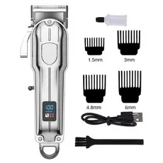Máquina de cortar cabelo elétrica com visor digital, essencial para homens estilosos para trás profissional