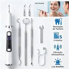 Aparelho ultrassônico para limpeza dental com visor LED, elimina tártaros, uso humano e pet