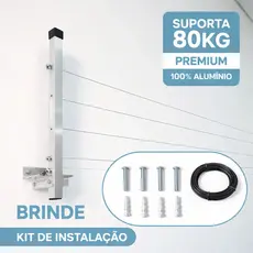 Varal de Parede Alumínio Retrátil Reforçado Roupas Pesadas 80kg
