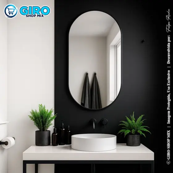 Espelho Oval Orgânico 80x50 cm | Espelho Decorativo Minimalista para Banheiro Sala Quarto