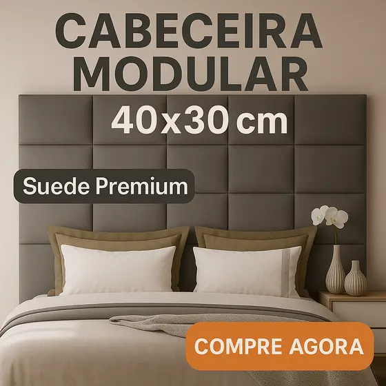 Cabeceira Estofada Modulada 40x30 cm Autocolante | Placas para Cama Box Casal Queen King