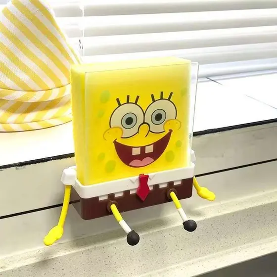 Entrega gratuita Bob Esponja Calça Quadrada Rack de Drenagem À Prova de Mofo Prático Divertido Cozinha Banheiro Drenagem
