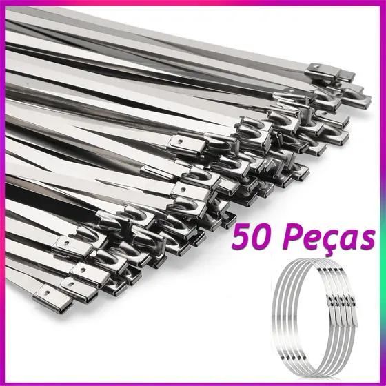 Abraçadeiras de aço inoxidável 50 peças de 7.9x500mm de aço inoxidável para exaustão abraçadeiras com fecho automático