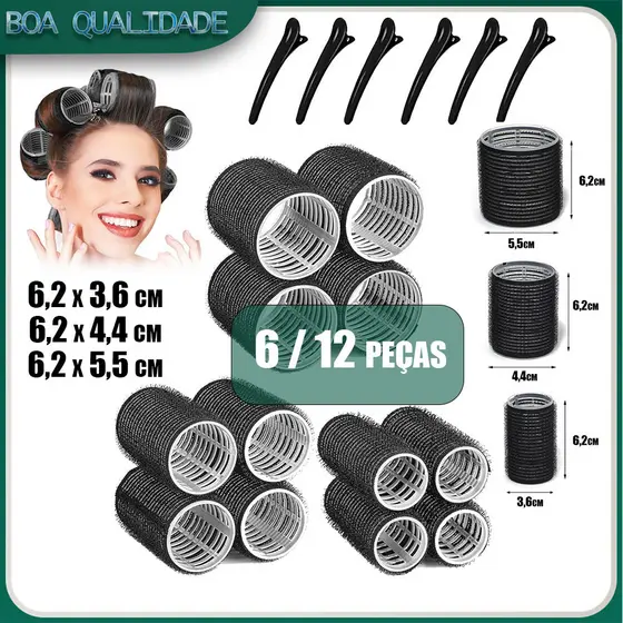 6/12 rolos para cabelo, rolos autoadesivos para cabelos longos, médios, curtos e grossos, penteados DIY(36/44/55mm)