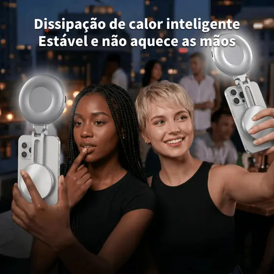 HREBOS Carregador Magnético Sem Fio com Ring Light Dobrável, Ideal para Selfies e Gravação de Vídeos