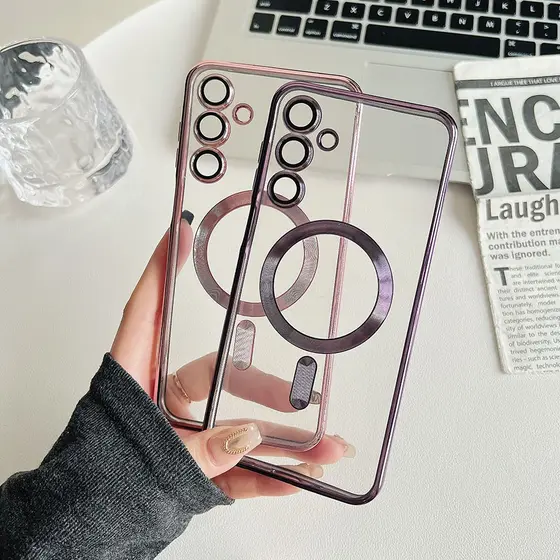 HEYOO Capa Compativel com Samsung Galaxy S20 S21 S22 S23 S24 S25 FE Ultra Magsafe Transparente Proteção Câmera