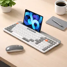 Conjunto de teclado e mouse sem fio HREBOS Bluetooth Office Keyboard Mouse com suporte Kit de luz fina