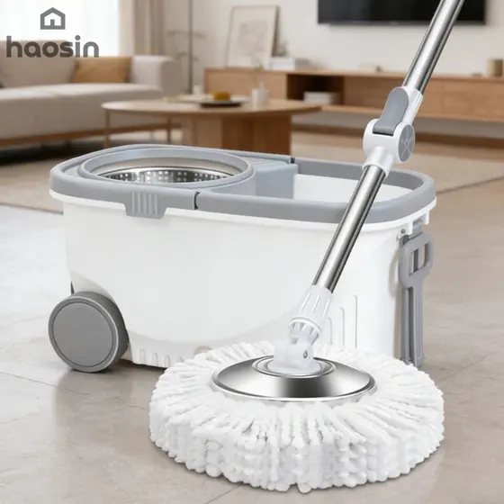 Esfregão Giratório Regulável 360° Com rodas Balde Centrífuga rodo magico refil Microfibra 2 Refis