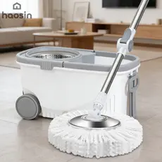 Esfregão Giratório Regulável 360° Com rodas Balde Centrífuga rodo magico refil Microfibra  2 Refis