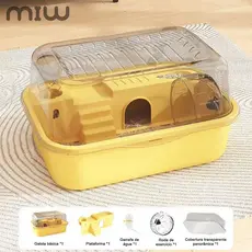 Gaiola Grande para Hamster Antimastigação - Parte Superior Ajustável com Roda, Casa e Comedouro