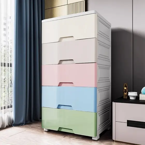 Haosin Gaveteiro Organizador de Plástico Multifuncional com Rodinhas,5 Gavetas Multiuso para Banheiro, Cozinha e Quarto