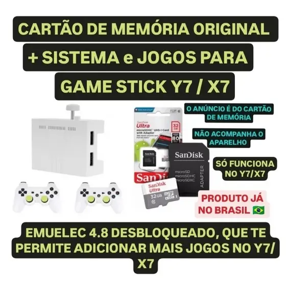 Cartão SD Sandisk Original Com Sistema Para Game Stick Y7 Menu Desbloqueado Atualizado 32GB