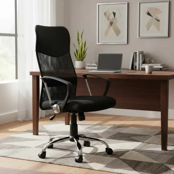 Cadeira Office Secretária com Encosto Mesh e Regulagem de Altura
