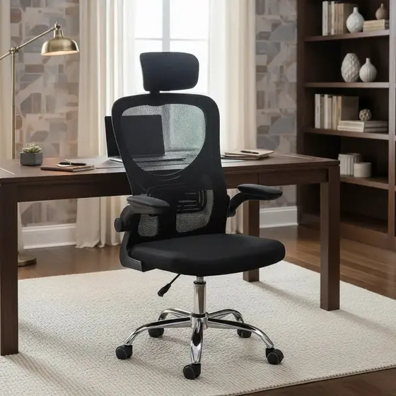 Cadeira Secretária Giratória Ergonômica com Tela Mesh