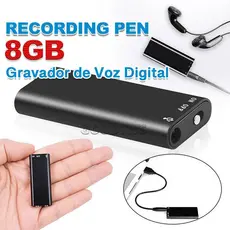 Mini Gravador Voz Som 8G de memória Digital Micro Espião Espia Escuta 96h de gravação Profissional Audio