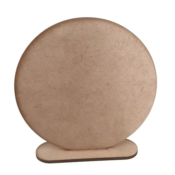 KIT Expositor Totem Redondo MDF 3mm Cru com Base de Encaixe - Sinalização e Decoração DIY