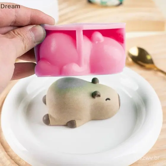 < Dream > Molde De Silicone De Capivara Fofo , Desenho Animado , Animal , Leite , Gelatina , Pudim , Casa , Cozinha , Ac