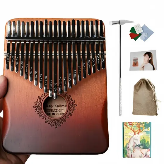Kalimba 17/21 Chaves Piano Dedo Instrumento Percussão Com Martelo De Afinação E Bolsa De Transporte