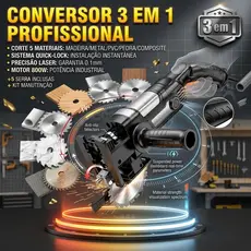 Conversor De Furadeira Para Serra Recíproca E Tico-tico Kit Adaptador Com 3 Serras Para Madeira Metal E Pvc
