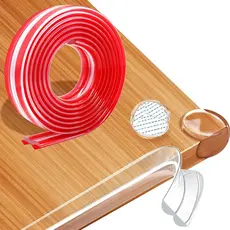 Protetor de Quina e Borda de Mesa Transparente 4 Metros: Kit Segurança Bebê Fita Silicone Adesiva + 4 Protetores Canto