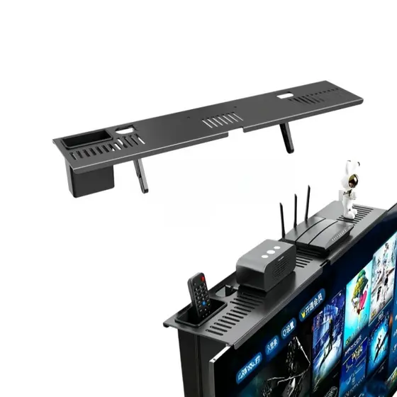 Suporte Prateleira Superior Para TV E Monitor Organizador De Roteador Conversor E Controle Em Aço Sem Furos