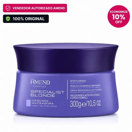 Máscara Matizadora Amend Cosmetics specialist Blonde 300G Efeito Rápido
