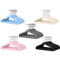 Kit 30 Cabides Infantis Baby de Veludo Antideslizante Azul, Rosa, Bege e Preto 29,5cm