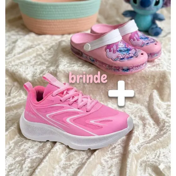 Kit Tênis Infantil Feminino e masculino  + Sandália Babuche Infantil Menina Menino Várias Cores