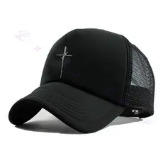 Boné Aba Curva Fé Trucker Snapback Fita Ajustável Unissex Preto Masculino Feminino