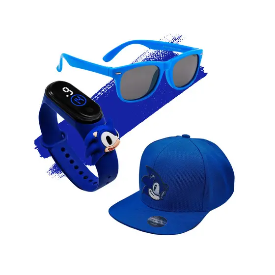 Óculos e Boné Personagem Kit Infantil Relógio Led Criança Menino Acessórios de Moda 04 A 12 Anos
