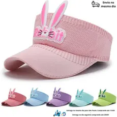 Viseira Infantil com orelhinhas Rabbit Leve e Confortável para Crianças com proteção solar