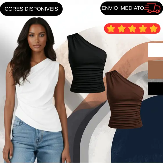 Blusa Feminina Elegante Mula Manca Casual Ombro 脷nico Com Franzido Assim茅trica