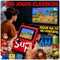 Console Portátil Retrô 400 Jogos Tela 3 Pol TV Out Bateria até 6H