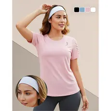 Kit Camiseta Dry Fit Feminina Academia Fitness Corrida Treino Caminhada UV + Faixa de Cabelo