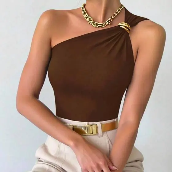 Blusa Feminina Nula Manga Fivela em Argola Tecido Suplex Premium Elegante Casual