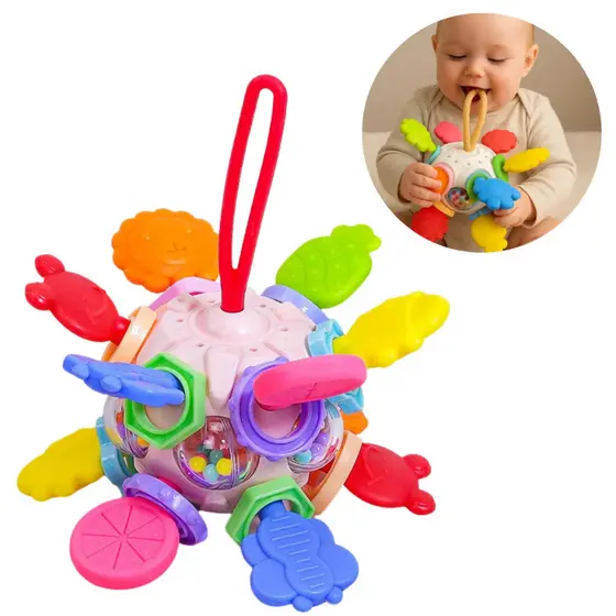 Mordedor Chocalho Bebê Bola Sensorial Massageador Multisensorial
