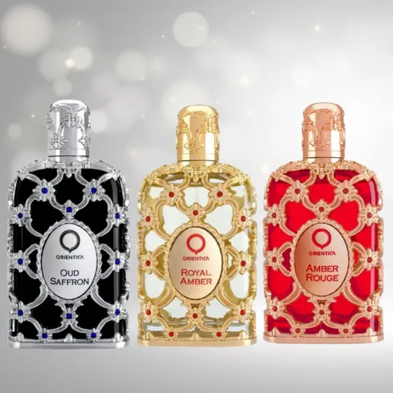 Kit de Perfumes Orientica Luxury Collection Amber Rouge + Royal Amber + Oud Saffron Eau de Parfum - 3 x 30ml