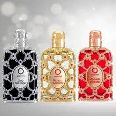Kit de Perfumes Orientica Luxury Collection Amber Rouge + Royal Amber + Oud Saffron Eau de Parfum - 3 x 30ml